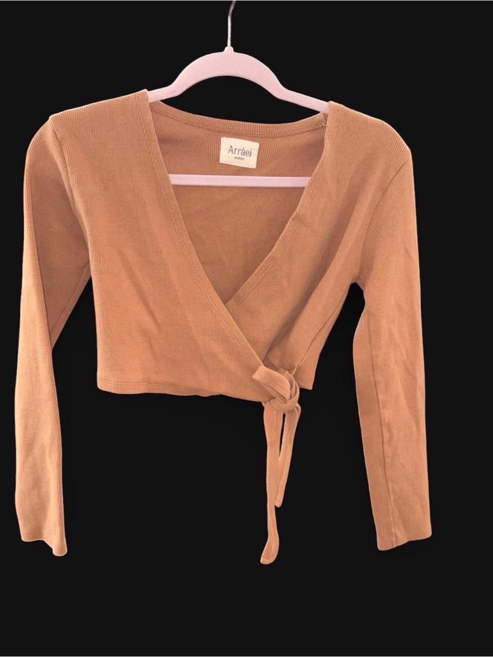 Arraei Wrap Top Size Medium Brown Long Sleeve Organic Cotton